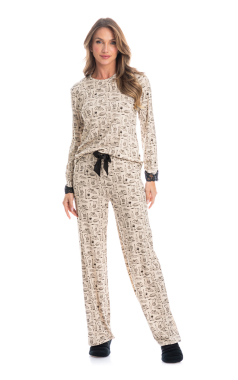6178EP PIJAMA VINO WIDE LEG Cru M - Sex Shop em Curitiba