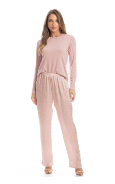 6522E PIJAMA GAIA LONGO rosa M - Sex Shop em Curitiba