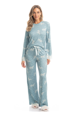 7476E PIJAMA ANGELINA WIDE LEG az cl M - Sex Shop em Curitiba