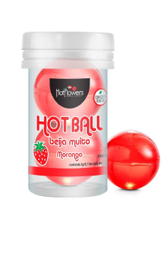 HC583 BOLINHA BEIJAVEL HOT BALL MORANGO C/2 - Sex Shop em Curitiba