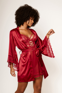 3736 ROBE EM CETIM ROUGE M - Sex Shop em Curitiba